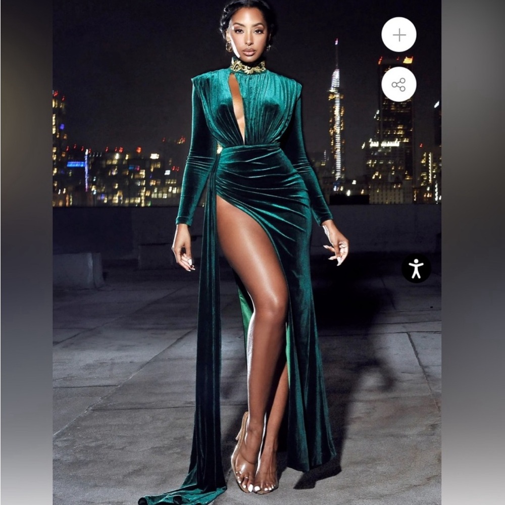Elegant Green Long Sleeve Dress